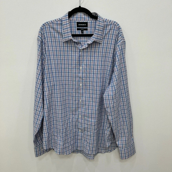 Bonobos Men’s Tech Button Down Shirt Blue Pink Standard Fit Sz XXL nylon blend - Picture 2 of 7